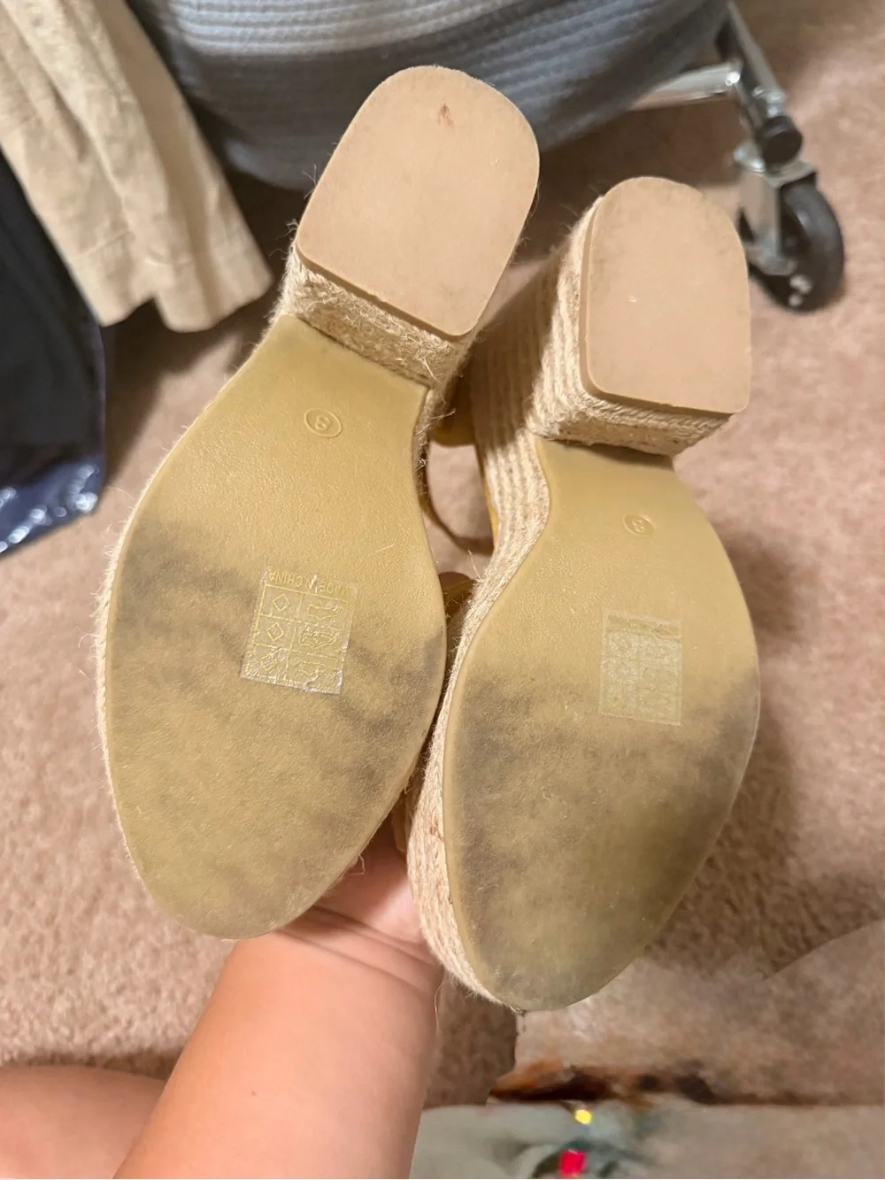 Mustard Suede Espadrille Wedge Sandals with Ankle Strap